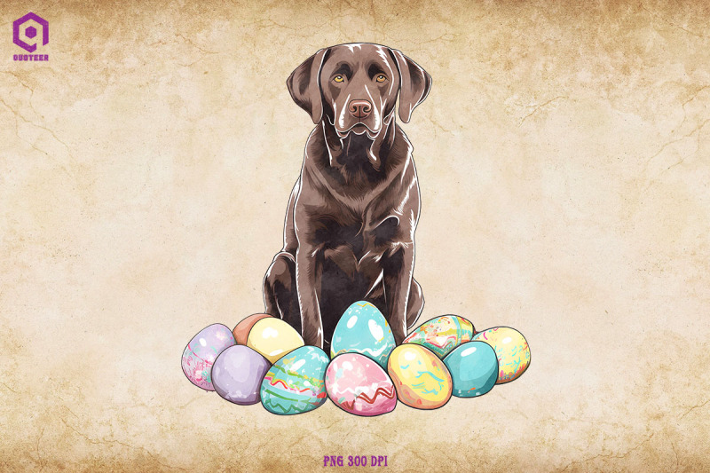 Labrador Retriever dog With Easter Eggs By ChippoaDesign TheHungryJPEG