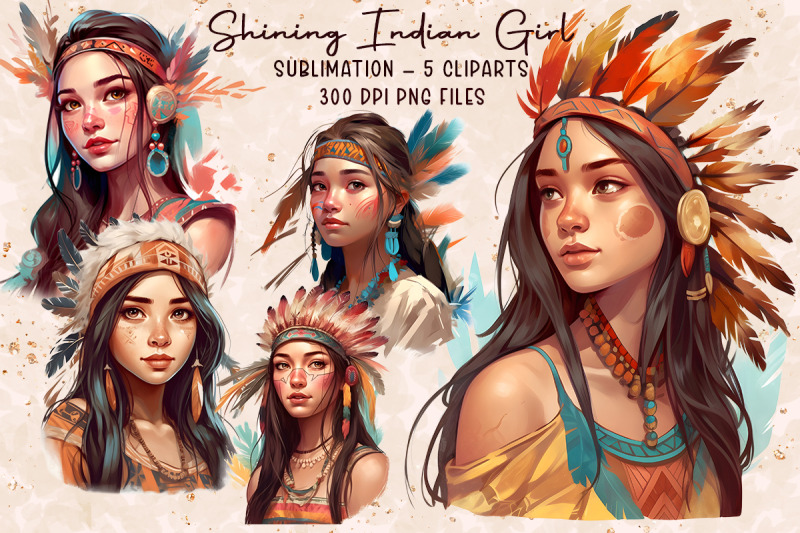 Shining Indian Girl Sublimation By Zemira | TheHungryJPEG