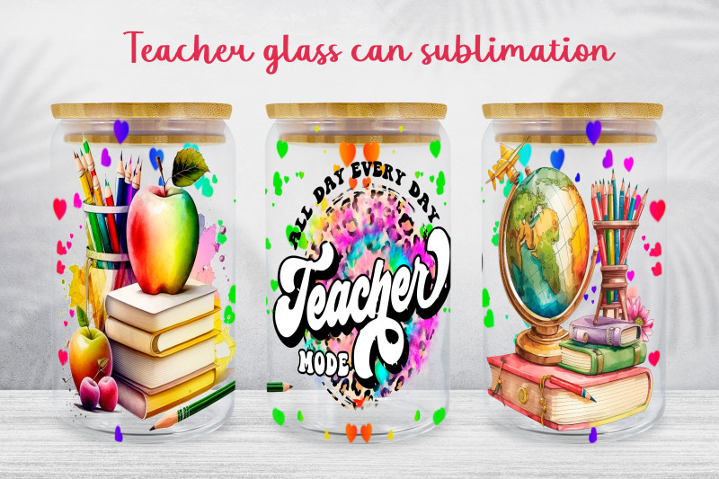 Bus driver glass can wrap School libby glass can sublimation