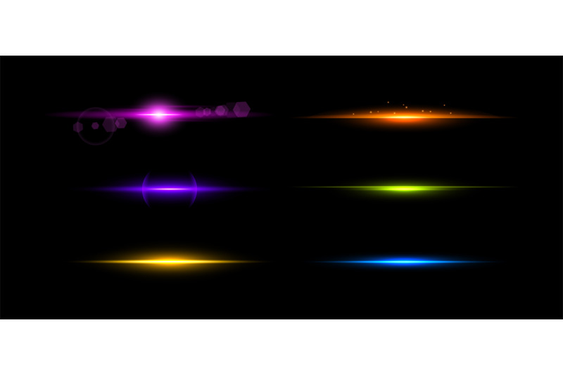 Neon dividers. Glow backlight separators, electric laser surf items, b ...