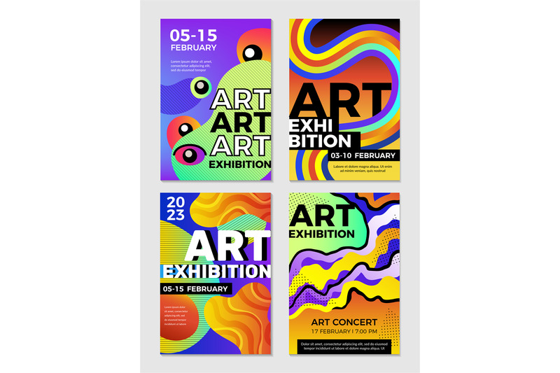 Exhibition poster. Art museum invitation placard with place for person ...