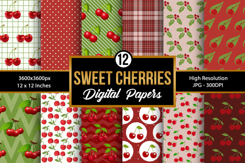 Sweet Cherries Digital Papers, Cherry Digital Papers By CreativeStore ...