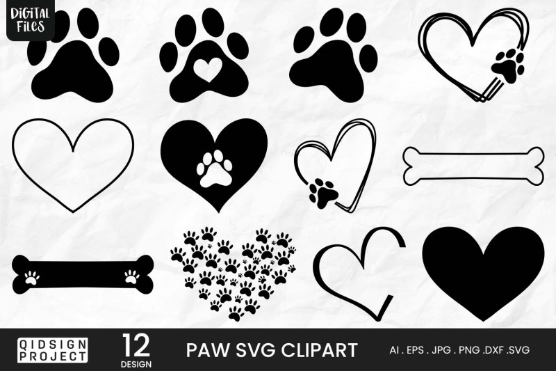 Paw Svg Clipart | 12 Variations By qidsign project | TheHungryJPEG