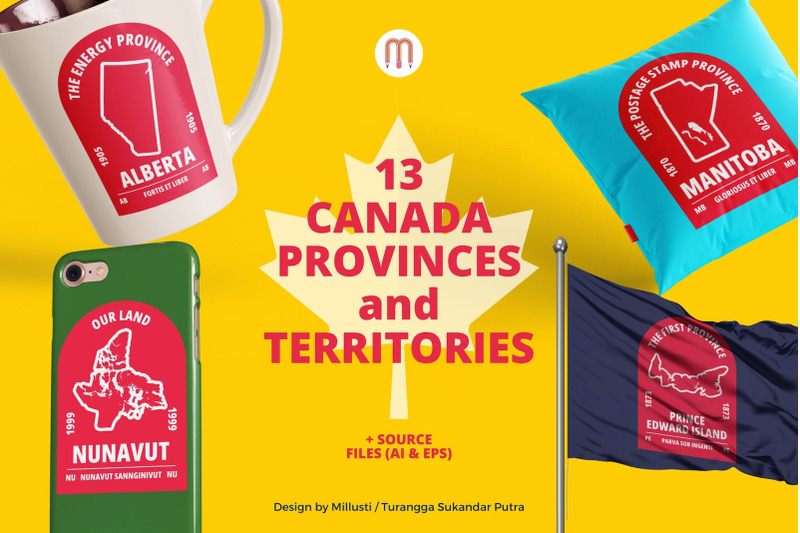 Canada Provinces and Territories SVG Ai EPS | Bundles Map Flag By