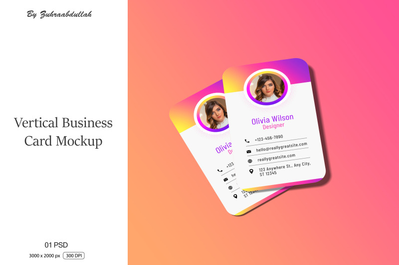 Vertical Business Card Mockup By zuhraabdullah | TheHungryJPEG