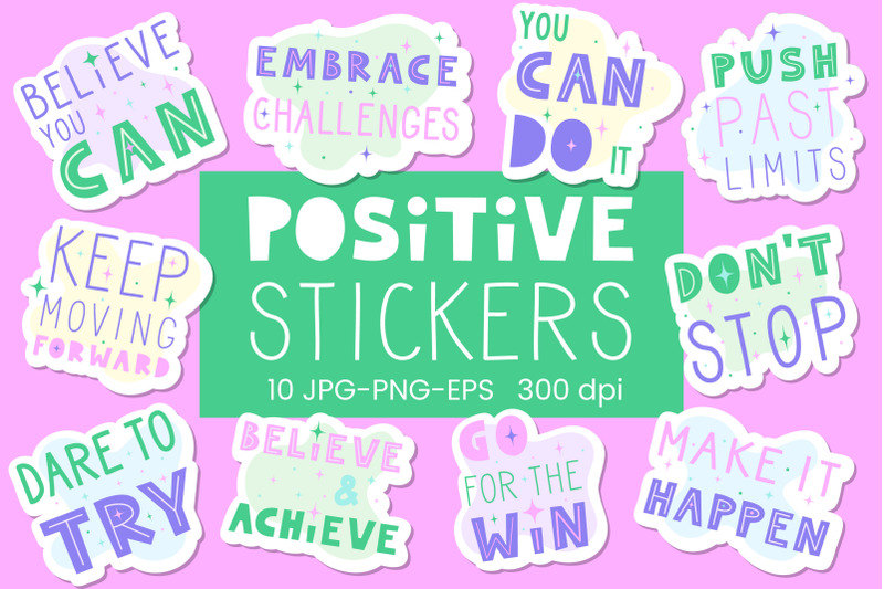 Motivational stickers achieving goals png, jpg, eps By Three little ...