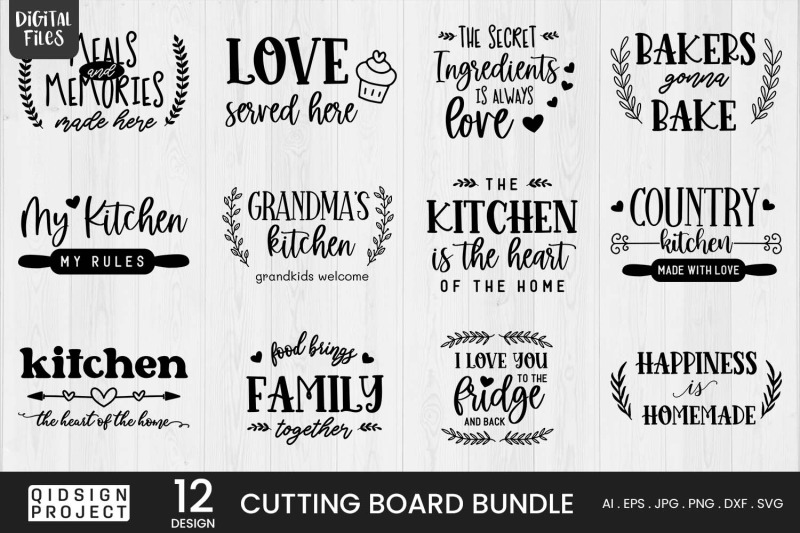 Cutting Board Bundle | 12 Variations By qidsign project | TheHungryJPEG