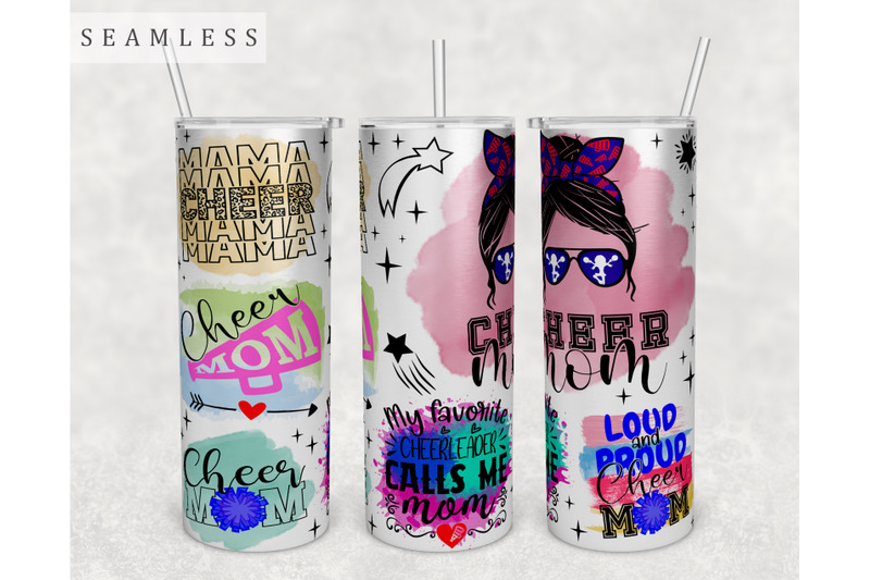 Cheer Mom Tumbler Wrap, 20 Oz Skinny Tumbler Sublimation Design, PNG By ...