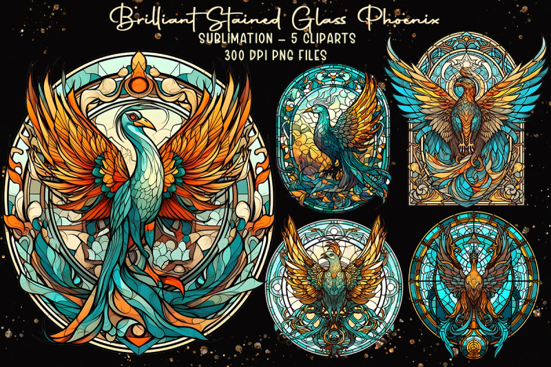 Brilliant Stained Glass Phoenix By Zemira Thehungryjpeg 