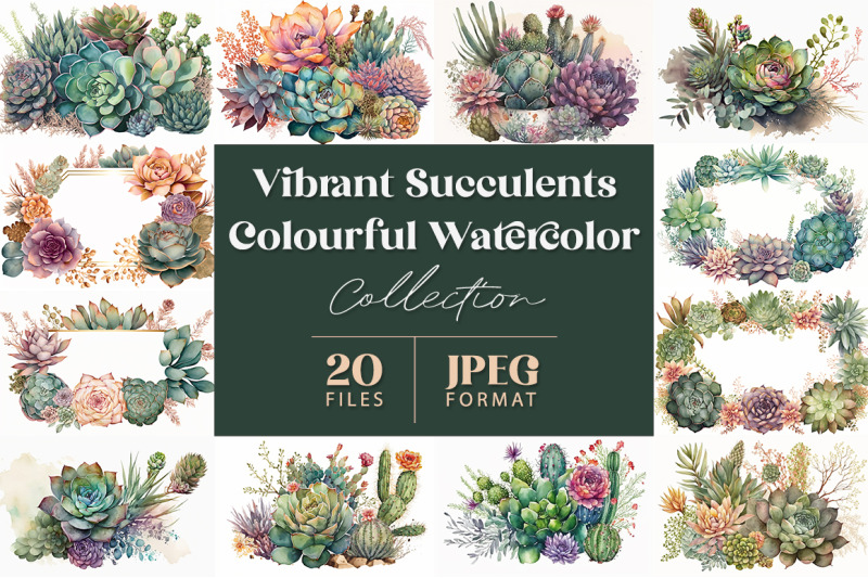 Vibrant Succulents Colourful Watercolor Collection By artsy-fartsy ...