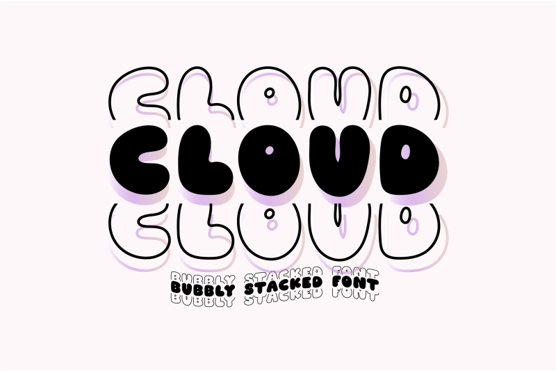 CLOUD STACKED Bubble Retro Font By Blush Font Co. | TheHungryJPEG