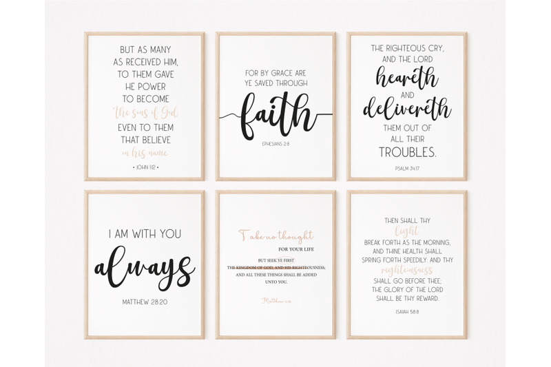 6 Bible Verses Bundle, Encouraging Verses, Christian Gallery Set By ...