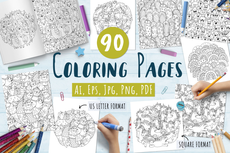 90 Coloring Pages Collection By JuliyaS Art | TheHungryJPEG