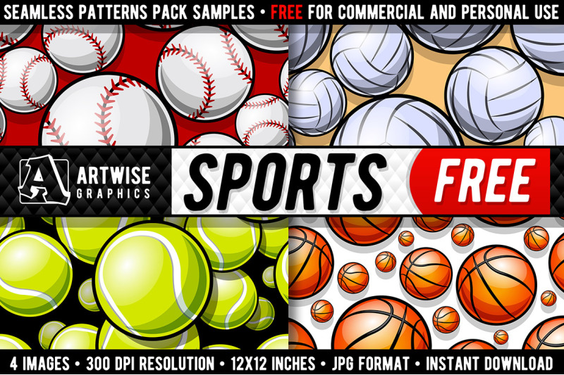 Sports Balls Digital Paper Graphics Seamless Patterns By Artwise