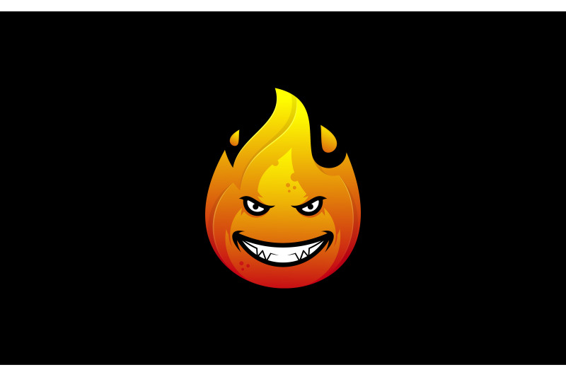 Evil fireball or burning flame mascot logo design vector template By ...