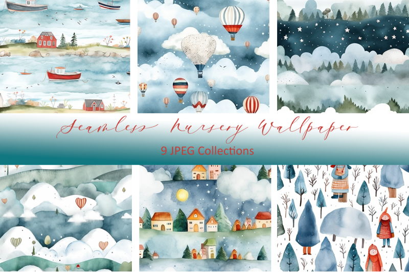 Seamless Nursery Wallpaper By Oreje | TheHungryJPEG