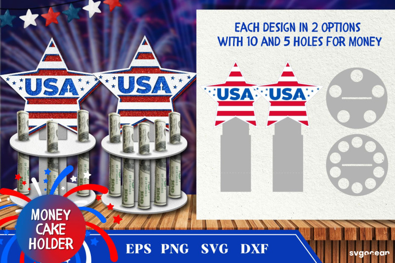 4th of July Patriotic Star Money Cake Holder | Layered SVG By SvgOcean ...