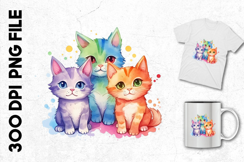 Rainbow Kittens By Unlimab | TheHungryJPEG