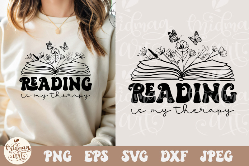 Reading Is My Therapy SVG PNG, Book Shirt Svg, Book Lover Svg By ...