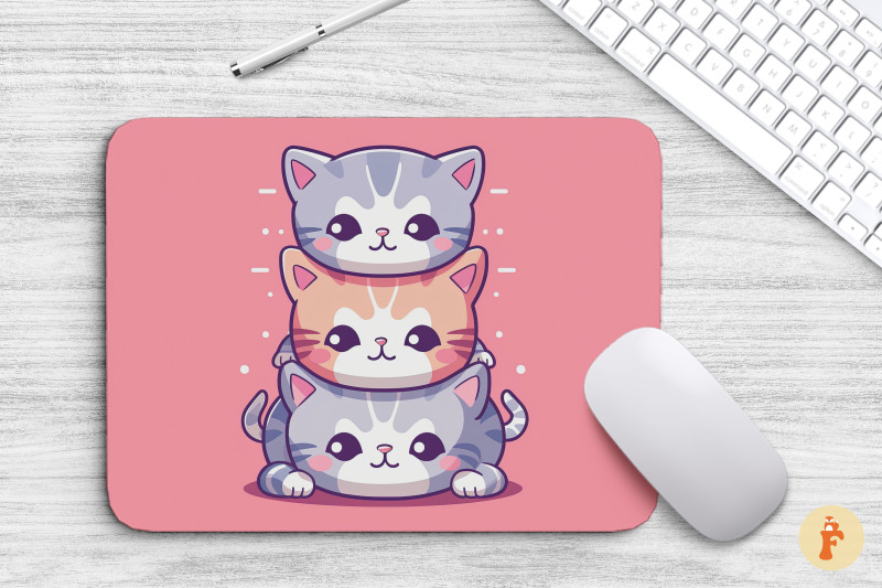 Mouse Pad Cats Stacked On Each Other By Mulew Art | TheHungryJPEG