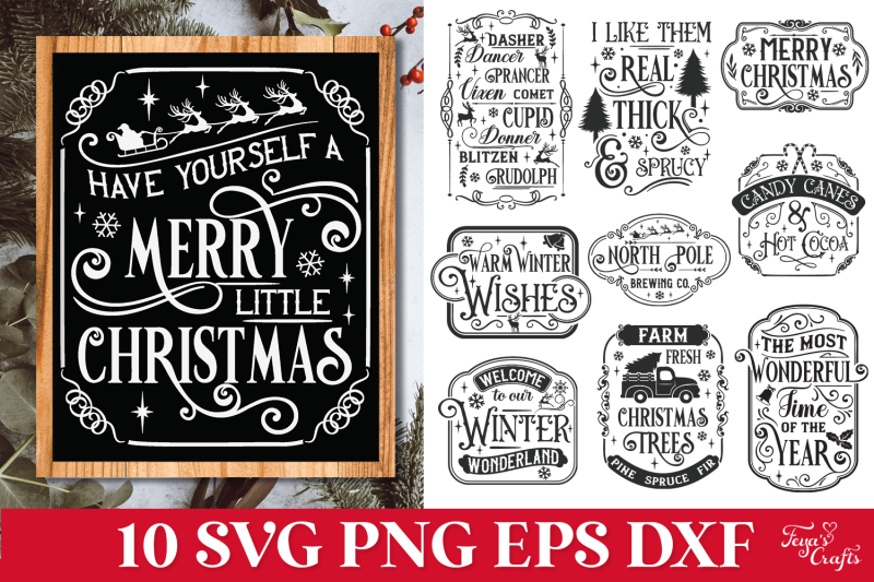 Farmhouse Christmas Sign SVG Bundle By Anastasia Feya Fonts & SVG Cut ...