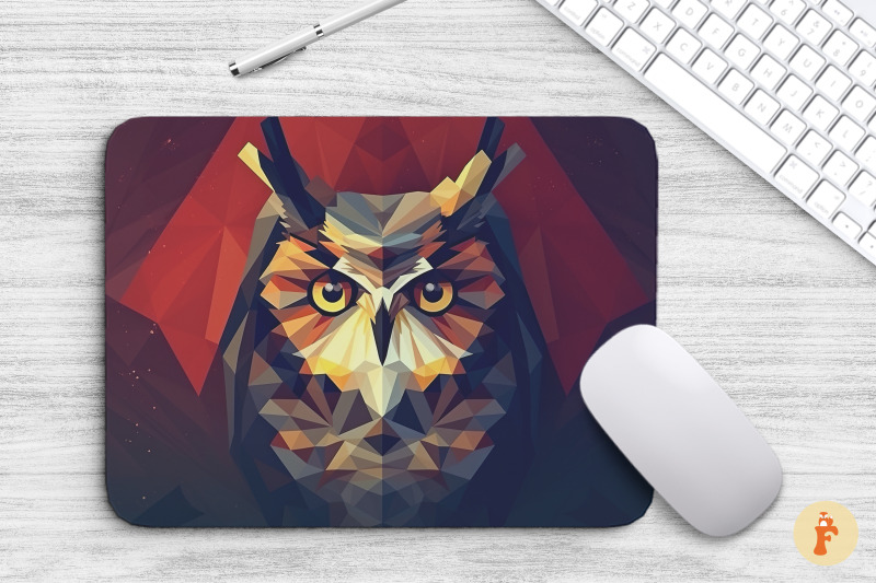 Mouse Pad Geometric Owl By Mulew Art | TheHungryJPEG