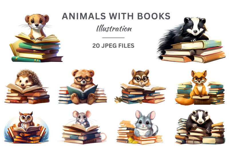 Animals With Books Clipart By Fabricas 