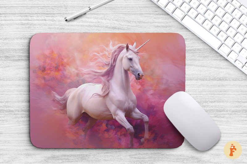 Enchanted White Unicorn Mouse Pad By Mulew Art | TheHungryJPEG