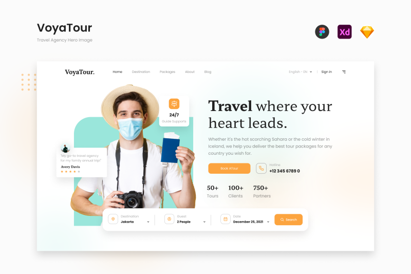 VoyaTour - Clean Air Travel Agency Hero Image By peterdraw | TheHungryJPEG