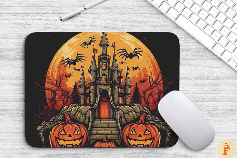 Halloween Macabre Mansion Mouse Pad By Mulew Art | TheHungryJPEG