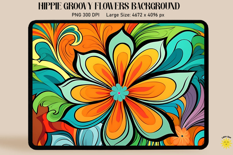 Hippie Groovy Flower Background By Mulew Art