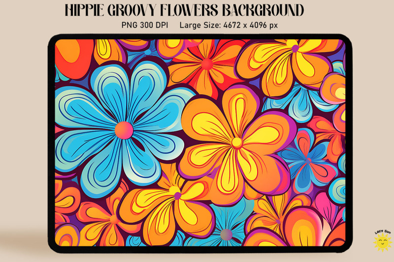 Hippie Groovy Flower Background By Mulew Art | TheHungryJPEG