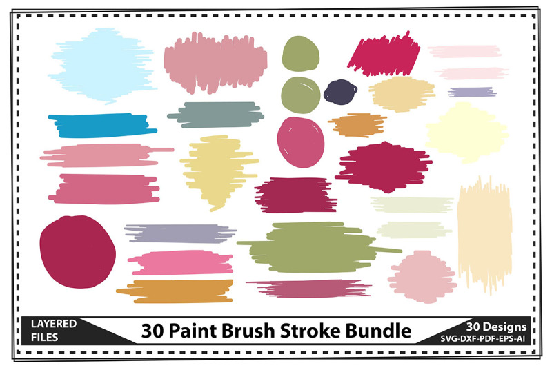 30 Paint Brush Stroke Bundle By teebusiness | TheHungryJPEG