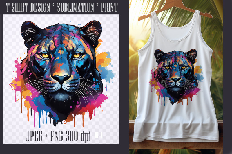 Bright watercolor Black Panther,transparent PNG/JPEG By Annetart ...