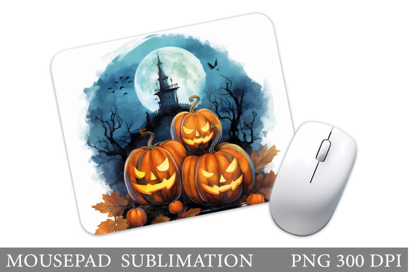 Halloween Mouse Pad. Scary Pumpkin Mouse Pad Sublimation By ...