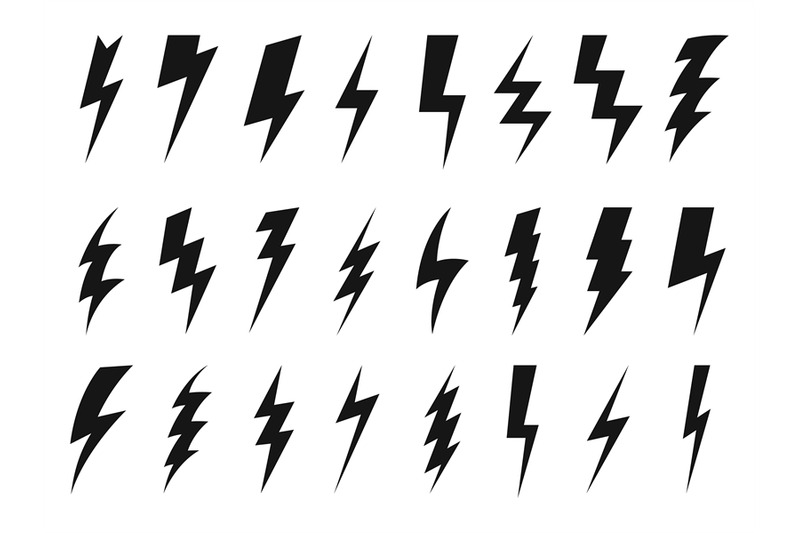 Black lightning bolt. Abstract electrical energy lightning strike symb ...