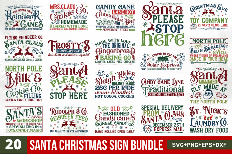 Santa Christmas Sign Bundle By Regulrcrative | TheHungryJPEG