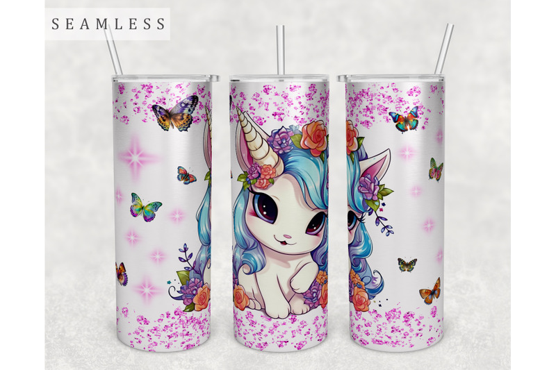 Baby Unicorn Tumbler Wrap, 20oz Skinny Tumbler Sublimation Design, PNG ...