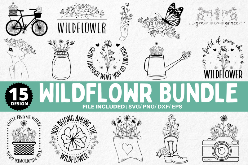 Wildflower SVG Bundle By Regulrcrative | TheHungryJPEG