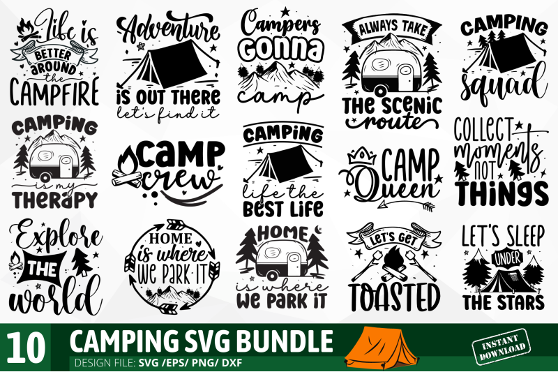 Camping SVG Bundle By Regulrcrative | TheHungryJPEG