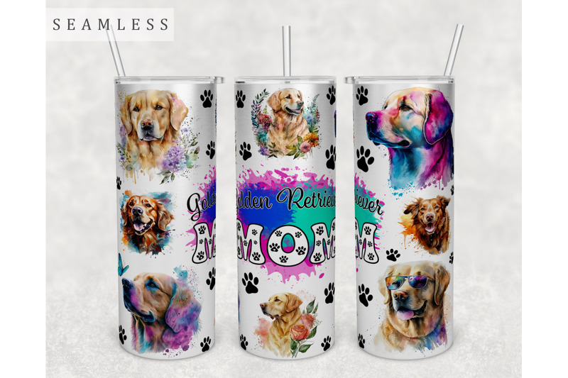 Golden Retriever Mom Tumbler Wrap, 20oz Skinny Tumbler Sublimation PNG ...