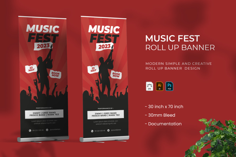 Music Fest - Roll Banner By Vunira | TheHungryJPEG