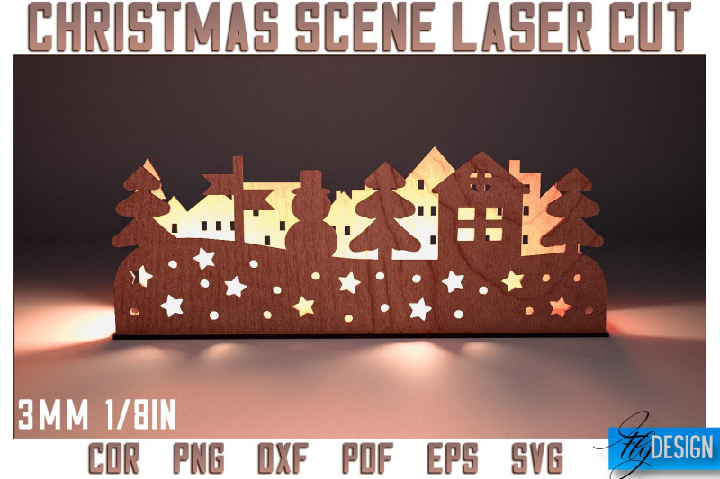 Christmas Scene Laser Cut SVG | Christmas Laser Cut SVG Design By Fly ...