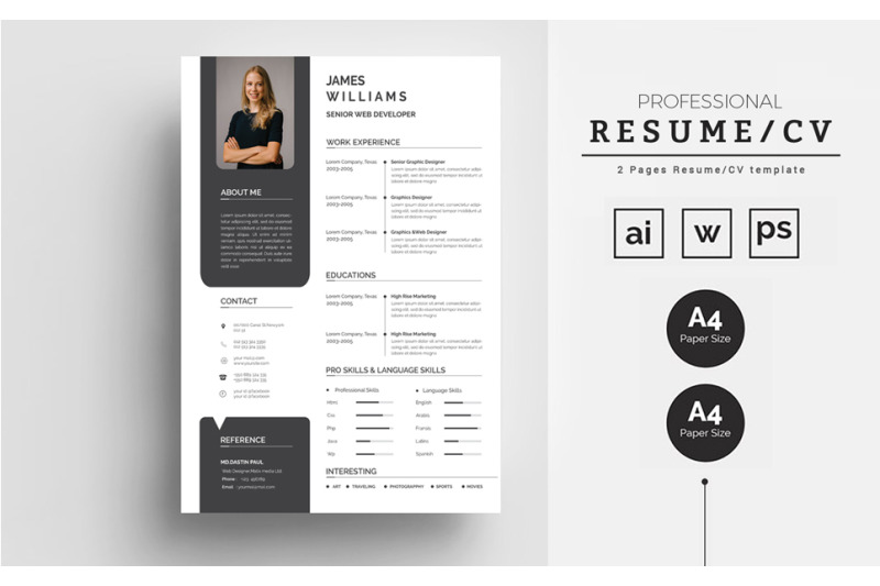 Minimal Resume By Thestyle | TheHungryJPEG