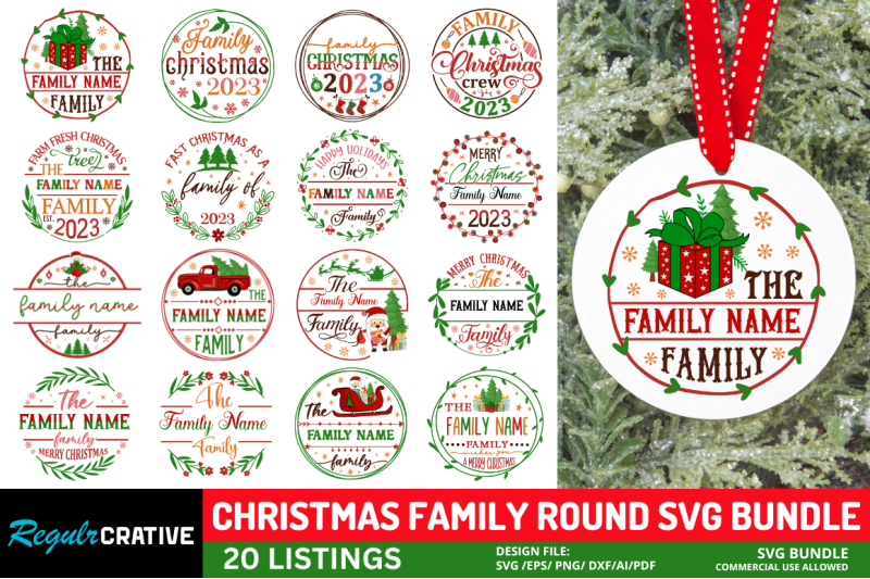 Christmas Family Round Svg Bundle By Regulrcrative | TheHungryJPEG