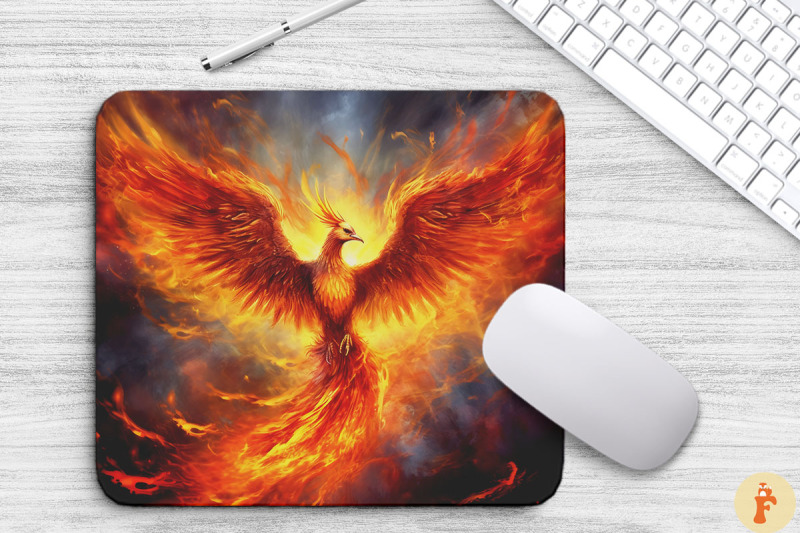 Fantasy Phoenix Fiery Mouse Pad By Mulew Art | TheHungryJPEG