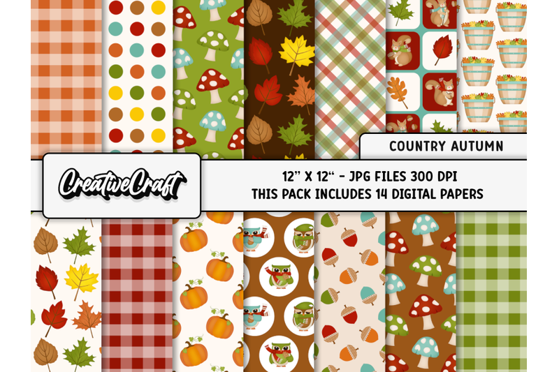 Autumn Fall Digital Papers, scrapbooking backgrounds designs By