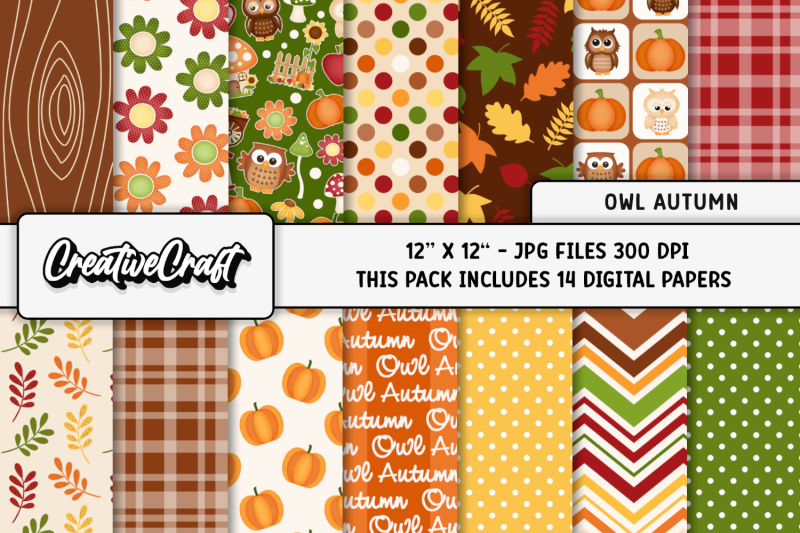 Autumn Fall Digital Papers, scrapbooking backgrounds designs By