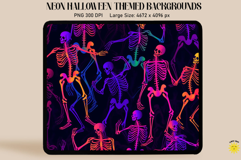 Neon Skeletons Dancing In Halloween By Mulew Art | TheHungryJPEG