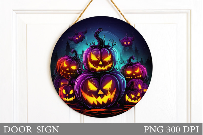 Scary Pumpkins Door Round Sign. Halloween Sign Sublimation By ...